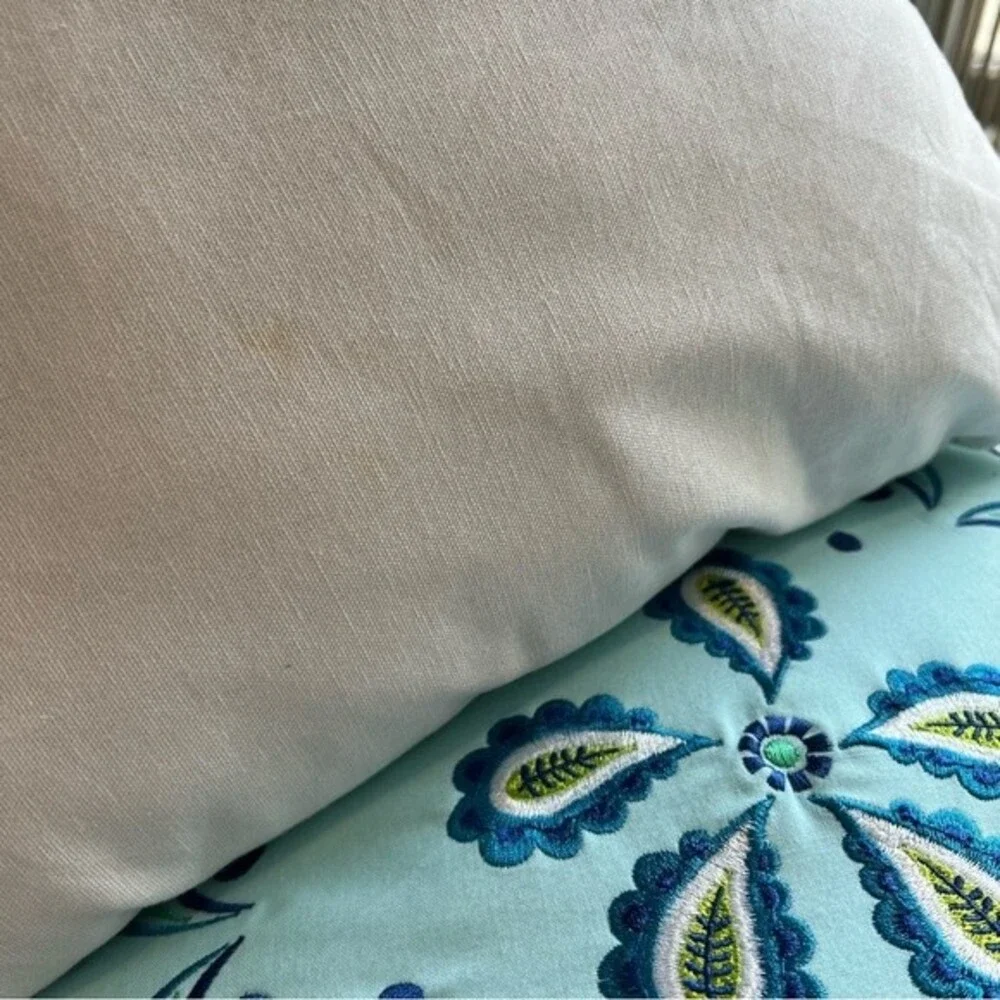 Embroidered Whimsical Throw Pillows Blue Crab and Sand Dollar 18”